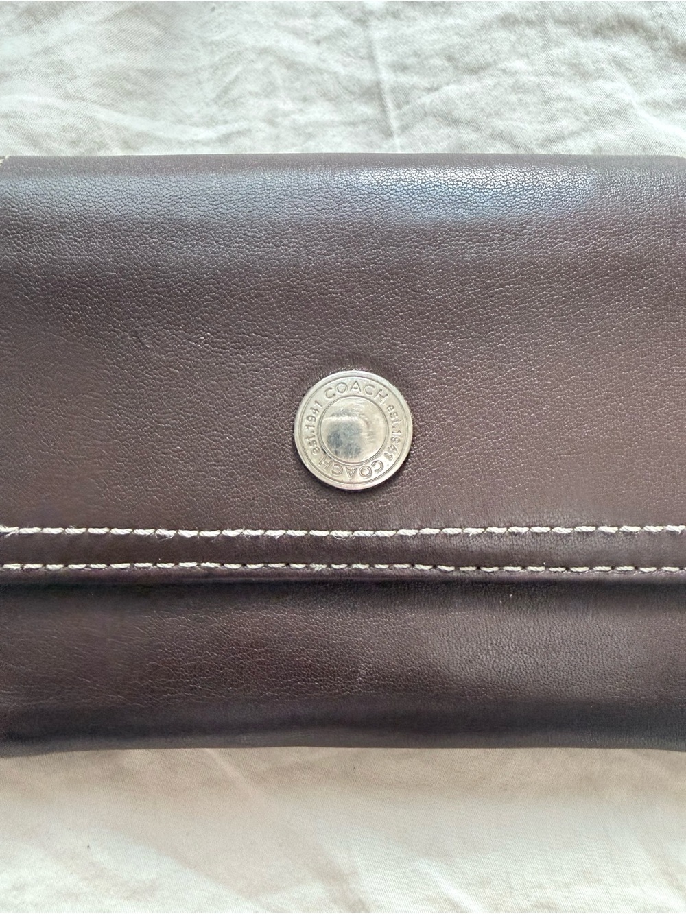 Coach Brown Leather Wallet with Signature Snap